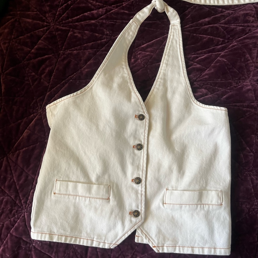 Lioness Cream Vest with Button Detail